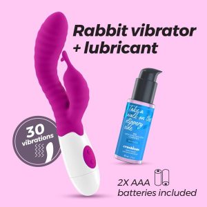 VIBRADOR COM ESTIMULADOR DE CLITÓRIS GUMMIE ROXO E LUBRIFICANTE À BASE DE ÁGUA INCLUÍDO CRUSHIOUS - Image 1