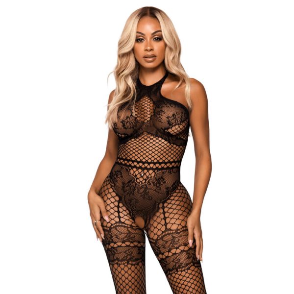 LEG AVENUE - NET HALTER BODYSTOCKING