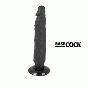 BASECOCK - VIBRADOR REALÍSTICO BASECOCK 2-1 PRETO 20 CM - Image 1