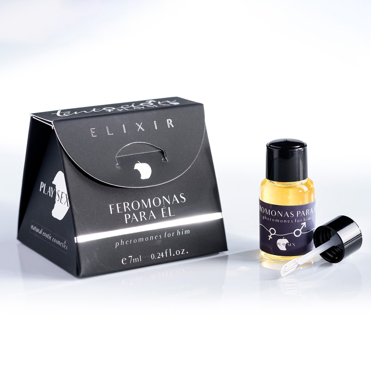 Flame Love Shop 10 COFFRET ELIXIR COM FEROMONAS + ESPÁTULA PARA ELE 7ML TENTACIÓN PLAY SEX