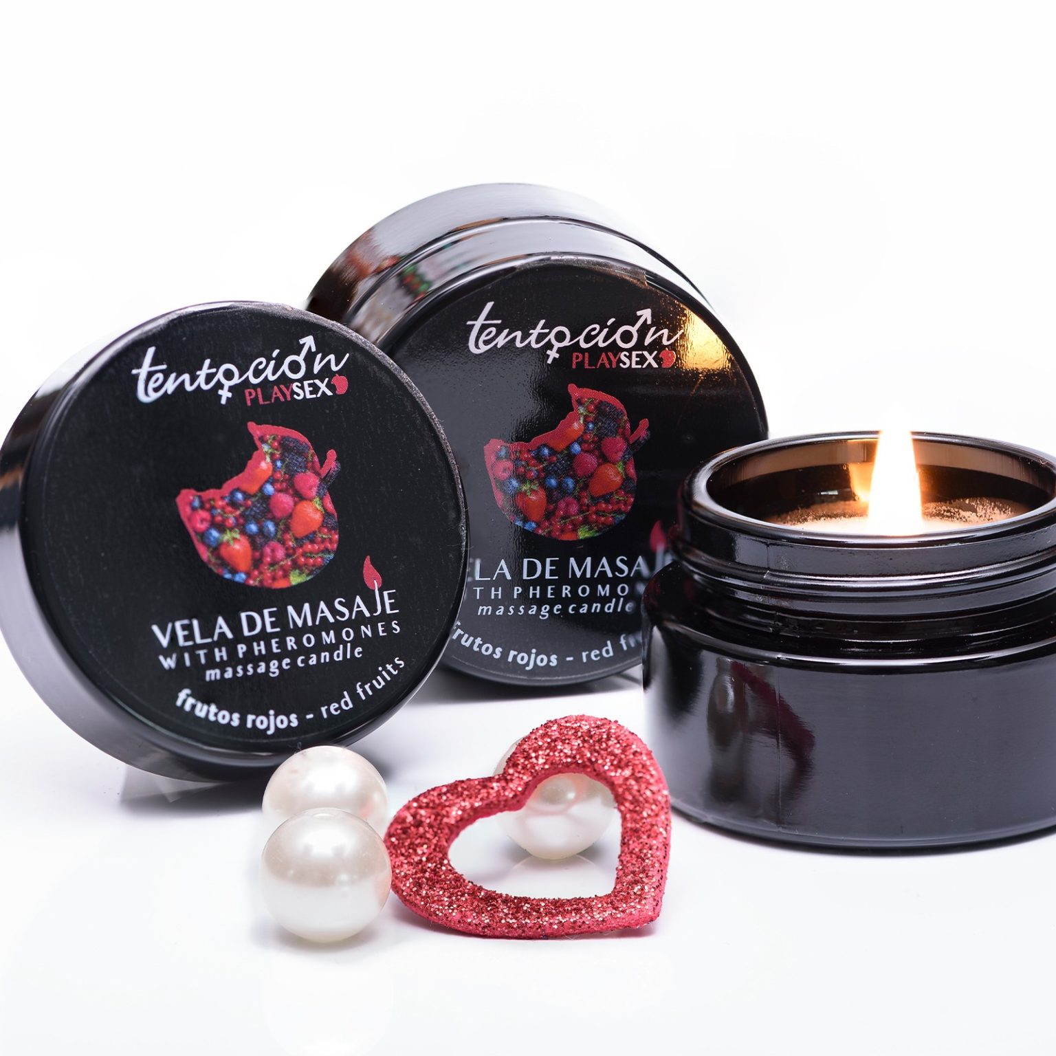 Flame Love Shop 23 VELA COM FEROMONAS AROMA FRUTOS VERMELHOS 20ML TENTACIÓN PLAY SEX