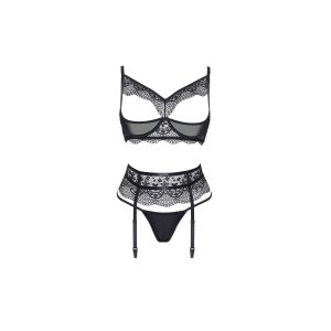 CONJUNTO DE 3 PEÇAS CHIARA PRETO BEAUTY NIGHT FASHION 11 CONJUNTO DE LINGERIE CHIARA