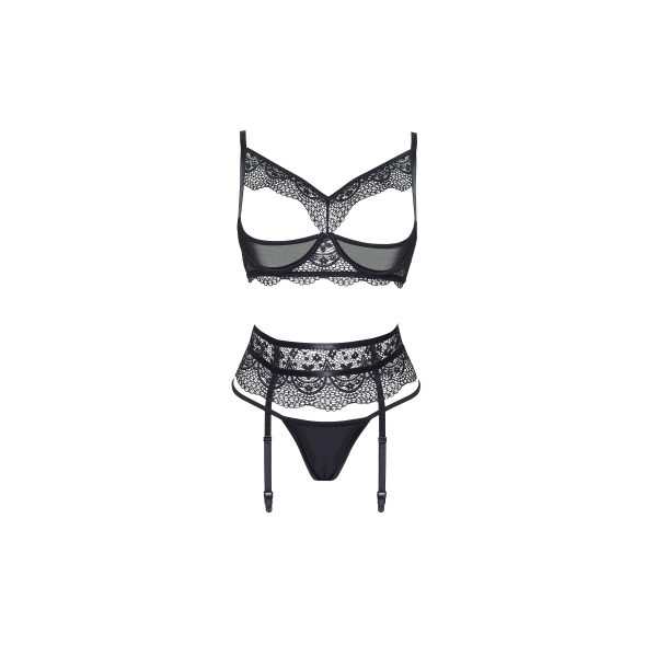 CONJUNTO DE 3 PEÇAS CHIARA PRETO BEAUTY NIGHT FASHION 1 CONJUNTO DE LINGERIE CHIARA