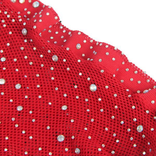 CONJUNTO DE REDE COM LUVAS E DIAMANTES VERMELHO DETALHES