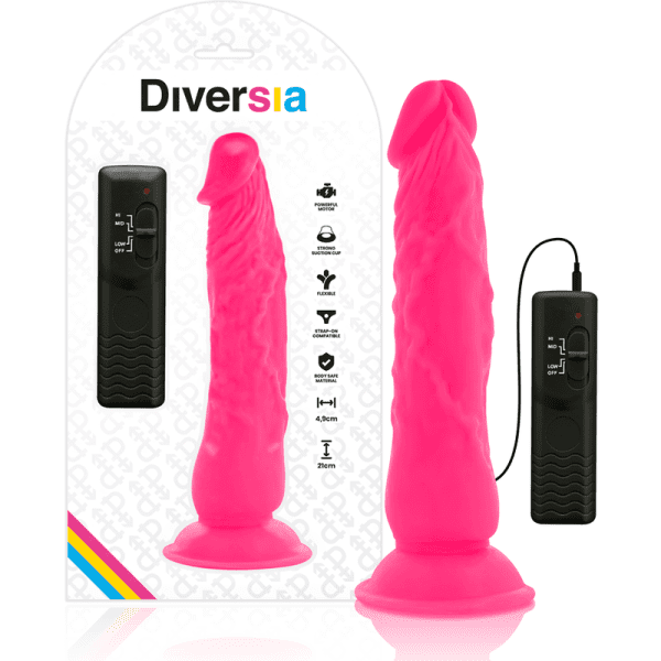 DILDO FLEXÍVEL COM VIBRAÇÃO (ROSA) | 21CM