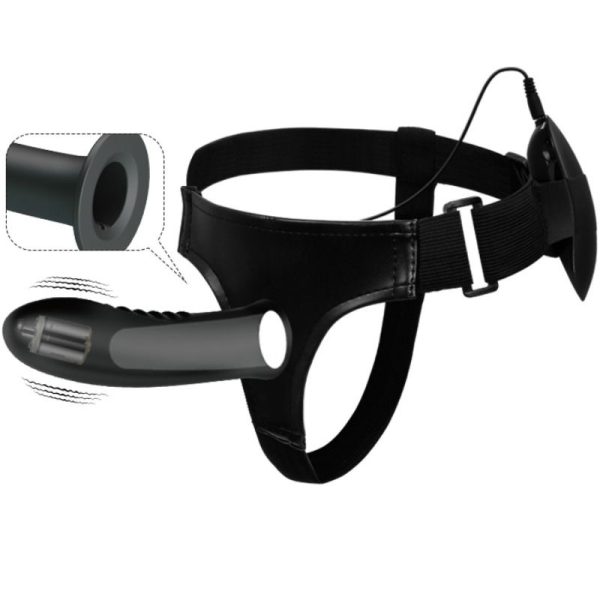 STRAP-ON MYRON COM VIBRAÇÃO E DILDO OCO