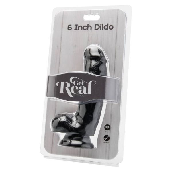 DILDO REALÍSTICO COM TESTÍCULOS GET REAL (PRETO) | 12 CM