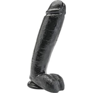 DILDO GET REAL PRETO DE 25 CM COM TESTÍCULOS