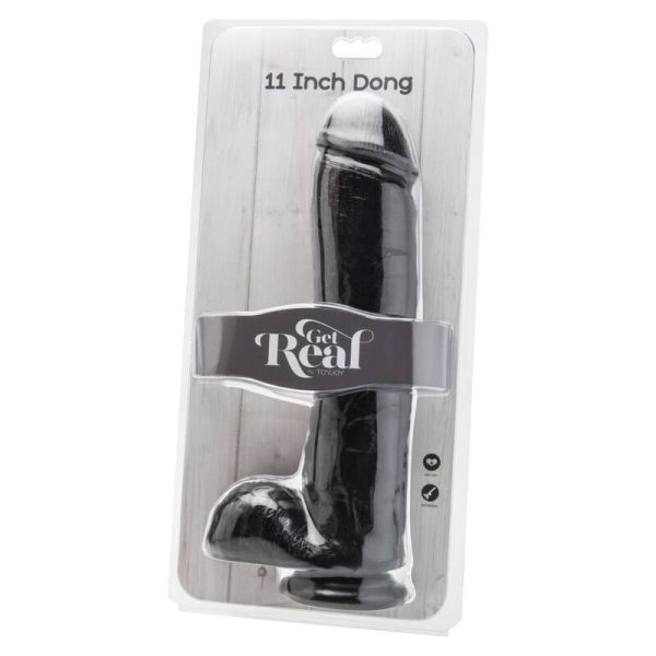 DILDO REALÍSTICO GET REAL COM TESTÍCULOS (PRETO) | 28 CM