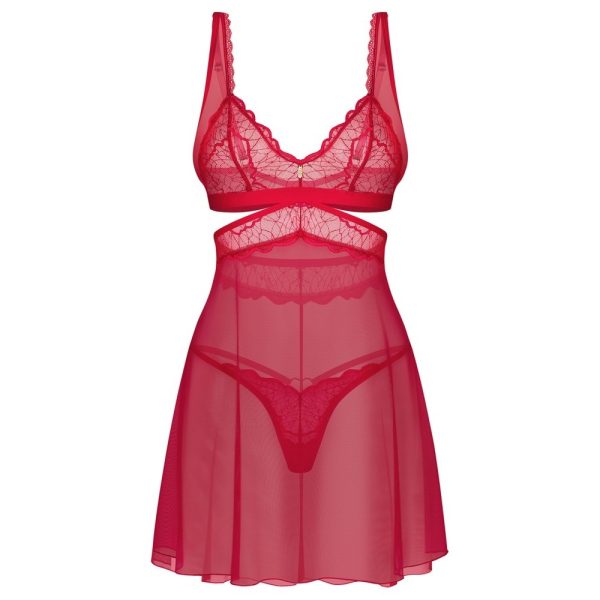 CAMISA DE NOITE E TANGA CUPIDE DESIR VERMELHO OBSESSIVE