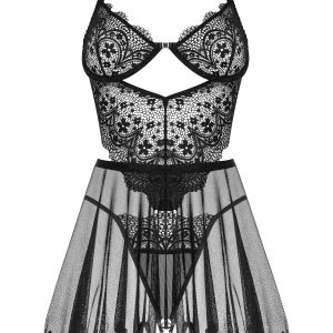 CAMISA DE NOITE E TANGA DARK MIRAGE PRETA BEAUTY NIGHT FASHION - Image 11