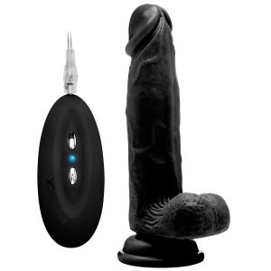 VIBRADOR REALÍSTICO COM TESTÍCULOS REALROCK 8” PRETO - Image 1