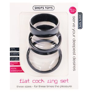 CONJUNTO DE ANÉIS PARA O PÉNIS FLAT COCK RINGS SET PRETOS - Image 1