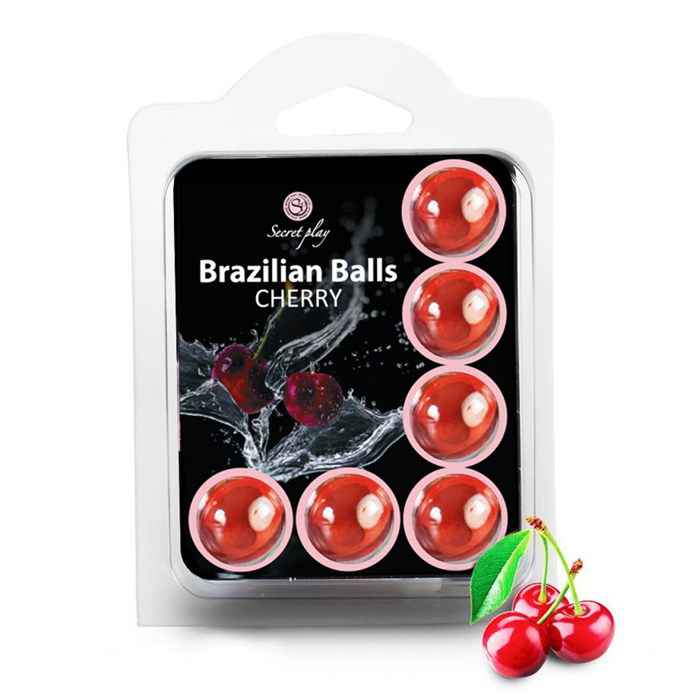BOLAS LUBRIFICANTES BEIJÁVEIS BRAZILIAN BALLS SABOR A CEREJA 6 X 4GR