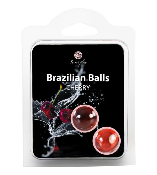 BOLAS LUBRIFICANTES BEIJÁVEIS BRAZILIAN BALLS SABOR A CEREJA 2 X 4GR