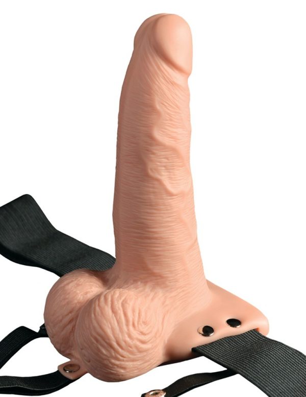 ARNÊS COM DILDO OCO RECARREGÁVEL 6" HOLLOW RECHARGEABLE STRAP-ON COM COMANDO FETISH FANTASY SERIES