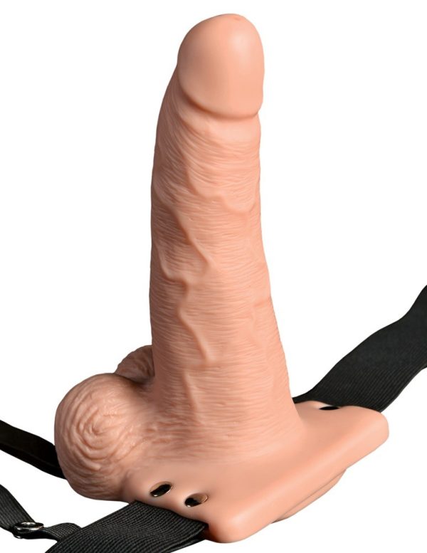 ARNÊS COM DILDO OCO RECARREGÁVEL 6" HOLLOW RECHARGEABLE STRAP-ON COM COMANDO FETISH FANTASY SERIES