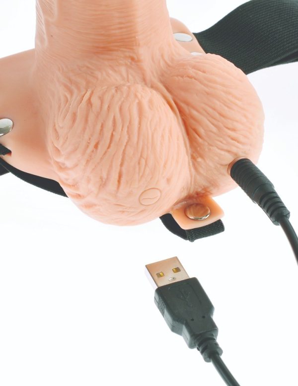 ARNÊS COM DILDO OCO RECARREGÁVEL 6" HOLLOW RECHARGEABLE STRAP-ON COM COMANDO FETISH FANTASY SERIES