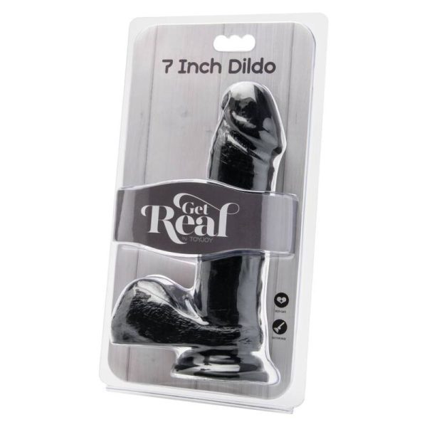DILDO REALÍSTICO COM TESTÍCULOS GET REAL (PRETO) | 18 CM