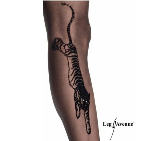 COLLANTS COM EFEITO DE TATUAGEM DE TIGRE 1 COLLANTS PRETOS EFEITO TATUAGEM DE TIGRE LEG AVENUE