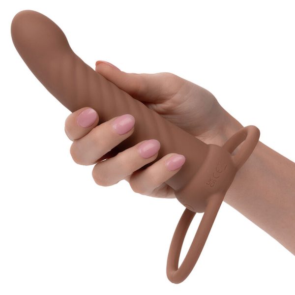 VIBRADOR PARA PENETRAÇÃO DUPLA MAXX TEXTURIZADO (PELE ESCURA)