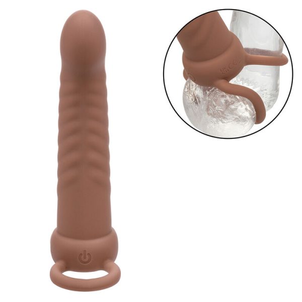 VIBRADOR PARA PENETRAÇÃO DUPLA MAXX TEXTURIZADO (PELE ESCURA)