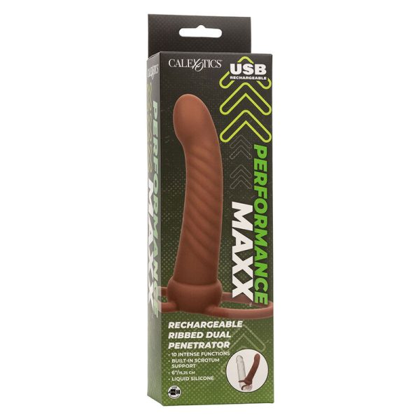 VIBRADOR PARA PENETRAÇÃO DUPLA MAXX TEXTURIZADO (PELE ESCURA)