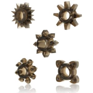 OHMAMA - SET 5 ANILLOS SILICONA TESTÍCULOS Y PENE - Image 1