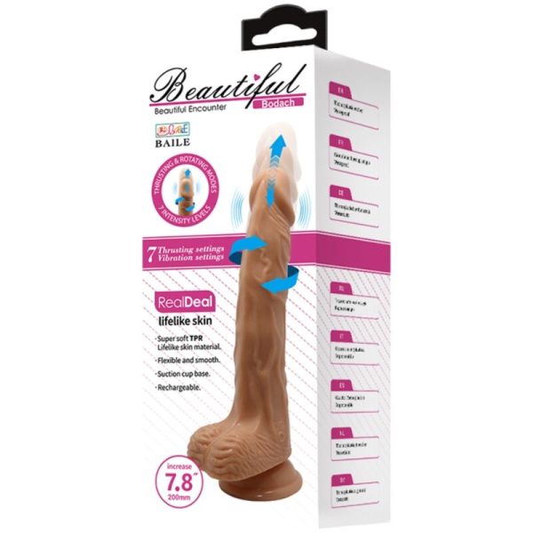 DILDO REALÍSTICO BODACH (VIBRAÇÃO E ROTAÇÃO) | 20 CM