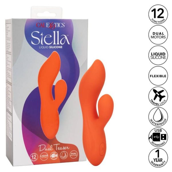 VIBRADOR RABBIT STELLA DUAL TEASER (LARANJA)