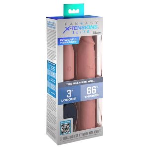 MANGA EXTENSORA PARA O PÉNIS ELITE + EXTENSÃO VIBRATÓRIA (PELE CLARA) | 22.86 CM - Image 3
