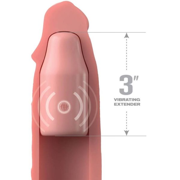 MANGA EXTENSORA PARA O PÉNIS ELITE + EXTENSÃO VIBRATÓRIA (PELE CLARA) | 22.86 CM