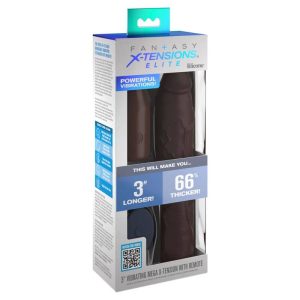 MANGA EXTENSORA PARA O PÉNIS ELITE + EXTENSÃO VIBRATÓRIA (PELE ESCURA) | 22.86 CM - Image 2