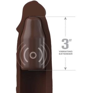 MANGA EXTENSORA PARA O PÉNIS ELITE + EXTENSÃO VIBRATÓRIA (PELE ESCURA) | 22.86 CM - Image 3