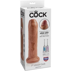 DILDO REALÍSTICO COM PREPÚCIO UNCUT (PELE ESCURA) | 17.8 CM - Image 3