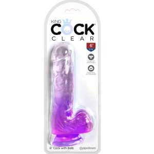 DILDO REALÍSTICO CLEAR COM TESTÍCULOS (ROXO) | 13.5 CM - Image 2