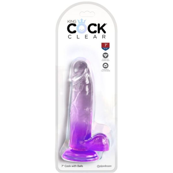 DILDO REALÍSTICO CLEAR COM TESTÍCULOS (ROXO) | 15.2 CM