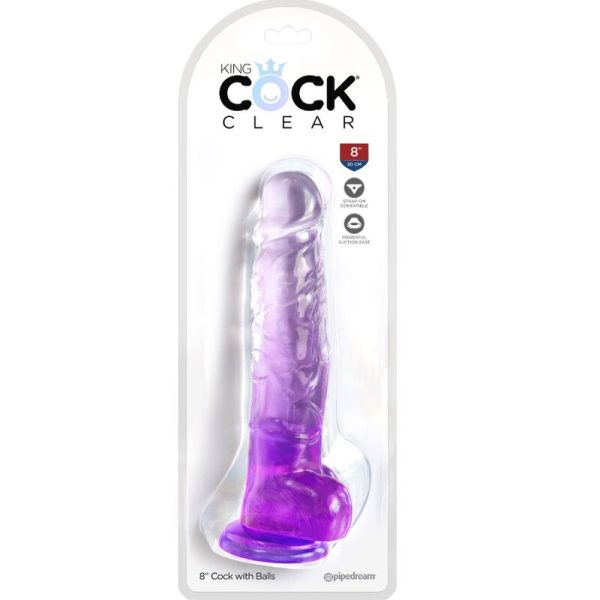 DILDO REALÍSTICO CLEAR COM TESTÍCULOS (ROXO) | 16.5 CM