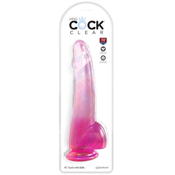 DILDO REALÍSTICO CLEAR COM TESTÍCULOS (ROSA) | 19 CM 1 DILDO REALÍSTICO CLEAR COM TESTÍCULOS (ROSA) | 19 CM