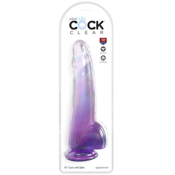 DILDO REALÍSTICO CLEAR COM TESTÍCULOS (ROXO) | 19 CM