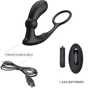 PLUG ANAL COM ANEL PARA O PÉNIS WARREN (PRETO) - Image 5