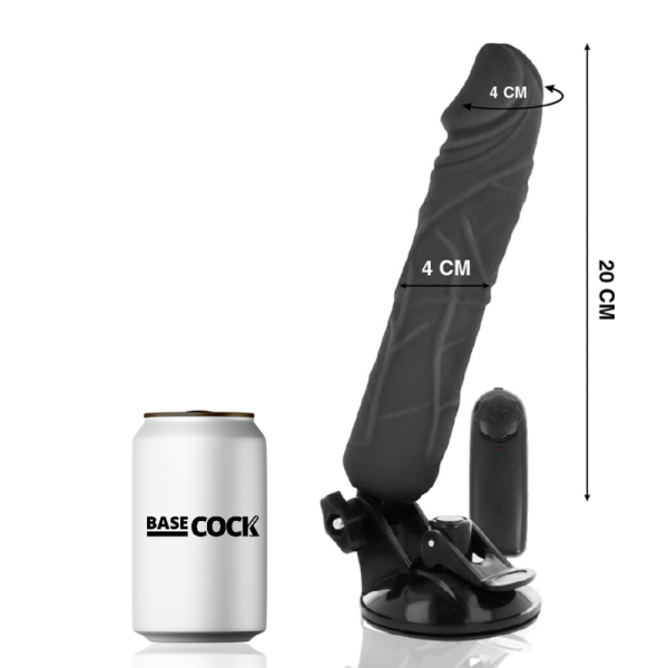 VIBRADOR REALÍSTICO BASECOCK PRETO (COM COMANDO) | 20 CM