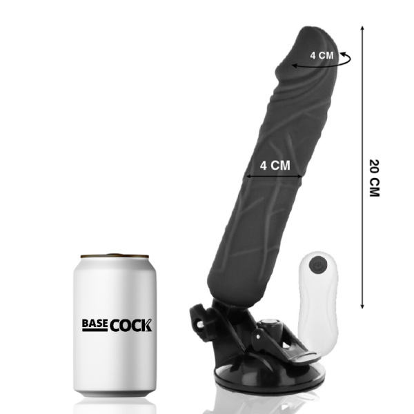 VIBRADOR REALÍSTICO BASECOCK PRETO (COM COMANDO) | 20 CM