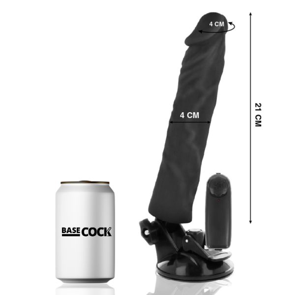 VIBRADOR REALÍSTICO BASECOCK PRETO (COM COMANDO) | 21 CM