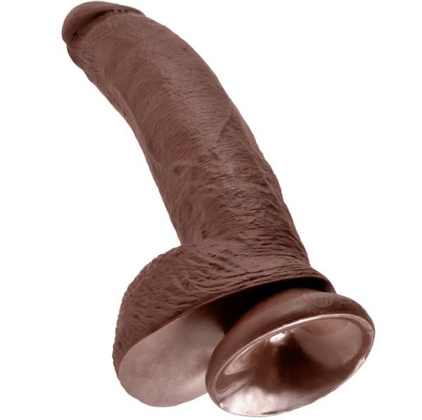 DILDO REALÍSTICO KING COCK #9 COM TESTÍCULOS (PELE ESCURA) | 22.9 CM