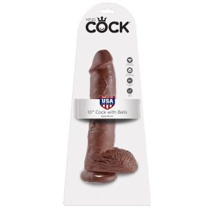 DILDO REALÍSTICO KING COCK #10 COM TESTÍCULOS (PELE ESCURA) | 25.4 CM 5 DILDO REALÍSTICO KING