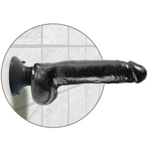 VIBRADOR REALÍSTICO FLEXÍVEL COM TESTÍCULOS (PRETO) | 23 CM - Image 4