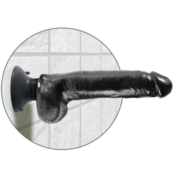 VIBRADOR REALÍSTICO FLEXÍVEL COM TESTÍCULOS (PRETO) | 23 CM