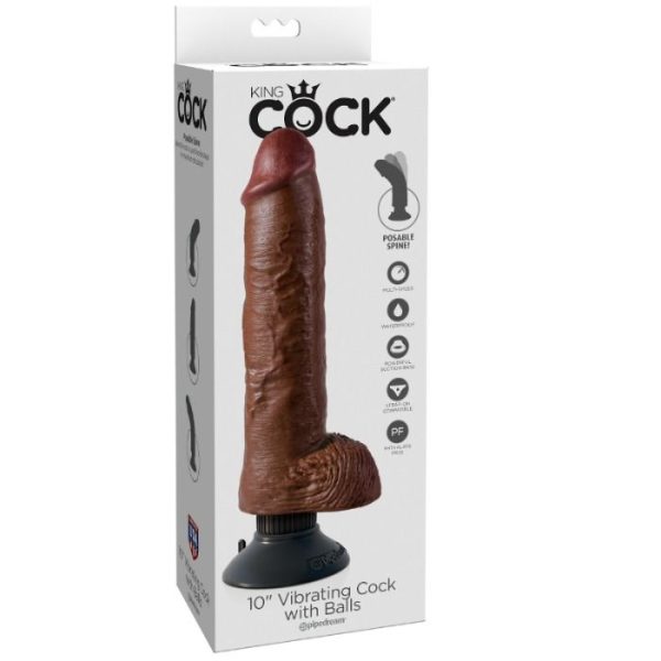 VIBRADOR REALÍSTICO FLEXÍVEL COM TESTÍCULOS (PELE ESCURA) | 25.5 CM