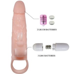 BAILE - BRAVE MAN FUNDA PENE CON RABBIT VIBRADOR 16.5 CM NATURAL - Image 6